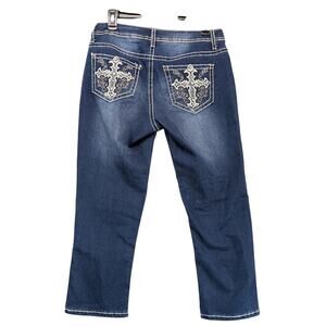 ND Weekend Embellished Crop Jeans Women's 6 Stretch Denim Y2K Low‎ Rise 30x23"
